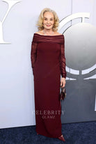 Jessica Lange burgundy column prom dress 2024 tony awards