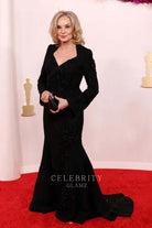 Jessica Lange court train prom dress 2024 Oscars red carpet