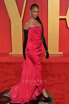 Joan Smalls red prom dress 2024 Oscars after party