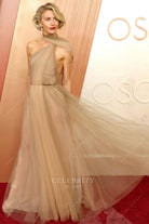 Julianne Hough a line floor length dress 2025 Oscars red carpet