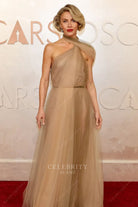 Julianne Hough ombre nude beige 2025 Oscars red carpet dress