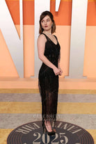 Kaitlyn Dever black 2025 tea length Vanity fair party dress