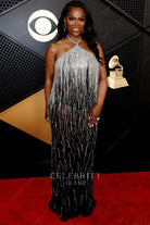 Kandi Burruss glitter tassels prom dress Grammys red carpet 2024