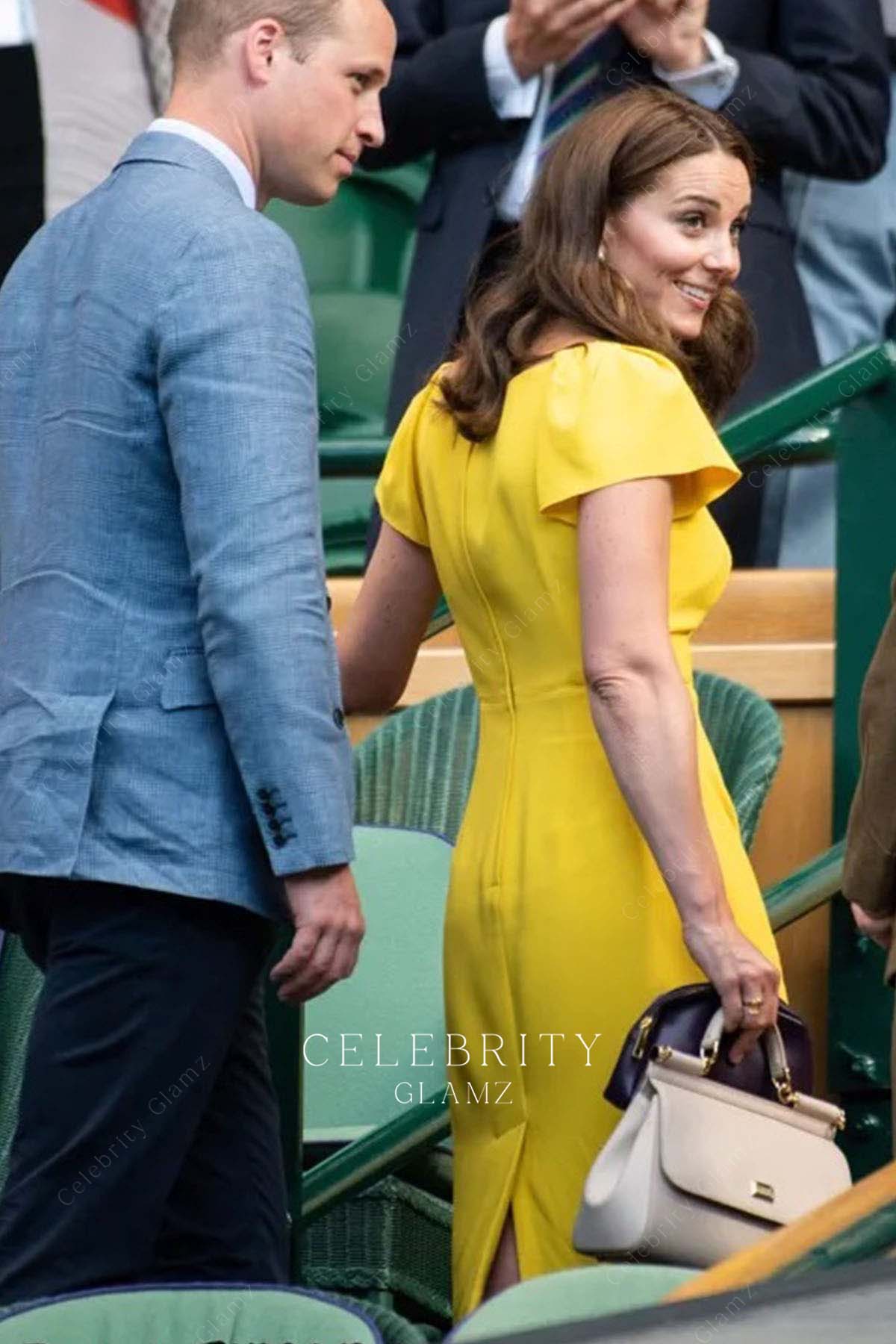 Kate back slit dress Wimbledon men's final 2018