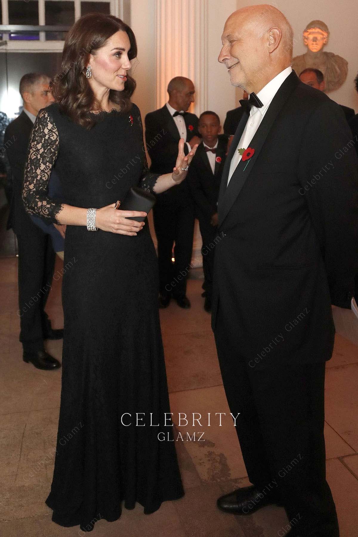 Kate black lace prom dress royal variety performance 2014