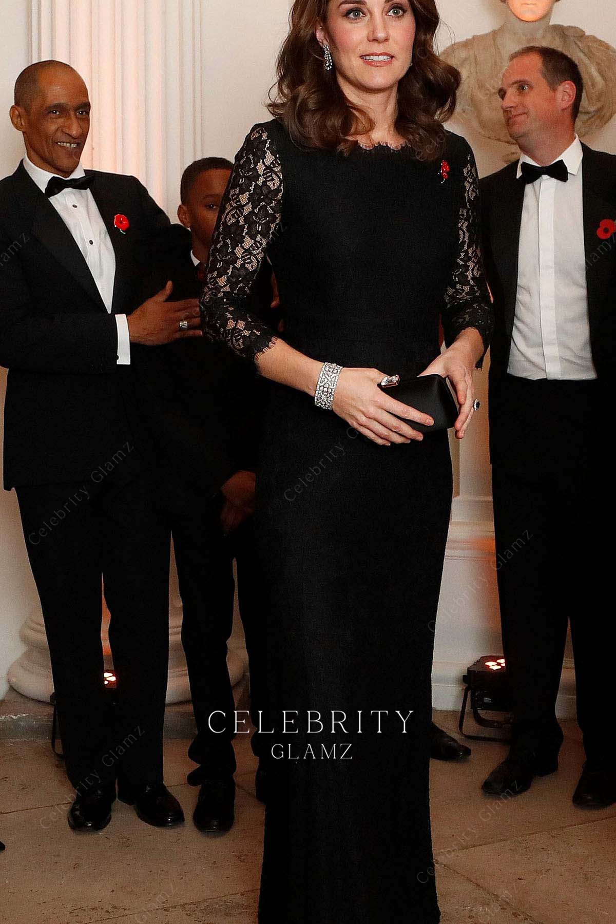 Kate black mermaid evening dress royal variety performance 2014