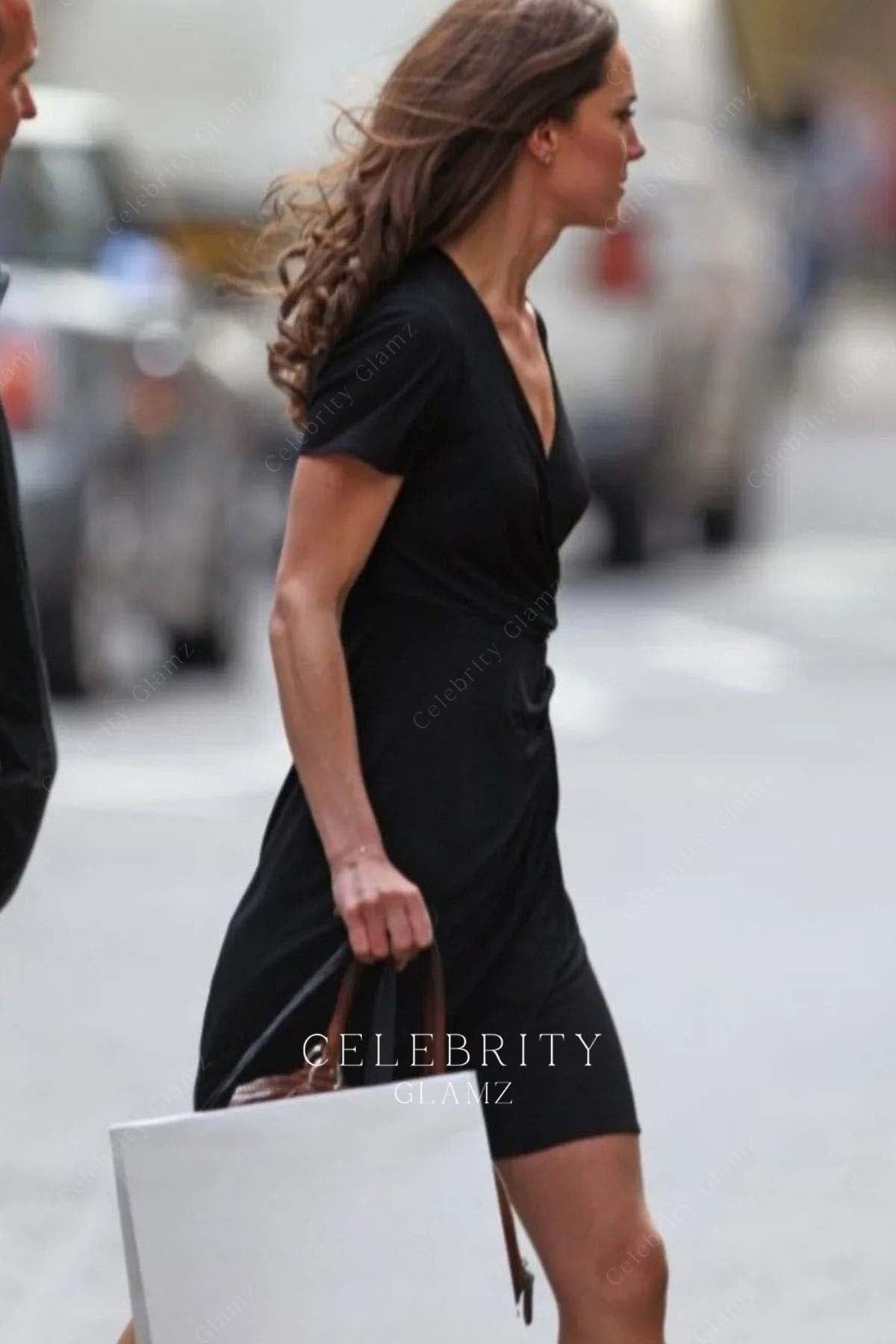Kate Middleton black wrap dress shopping kings road 2019