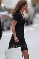 Kate Middleton black wrap dress shopping kings road 2019