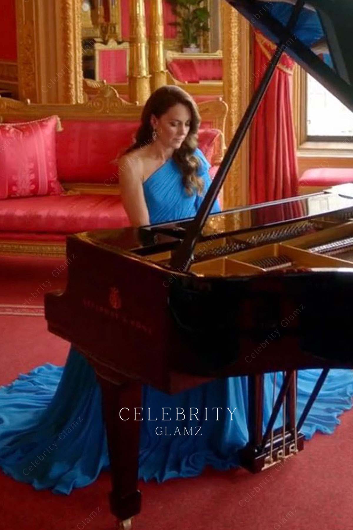 Kate Middleton 2023 Piano Performance Blue Jay Evening Gown Celebrity Glamz Kate Middleton 2023 Piano Performance Blue Jay Evening Gown Celebrity Glamz