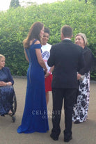 Kate blue sweep train dress Kensington palace banquet 2016