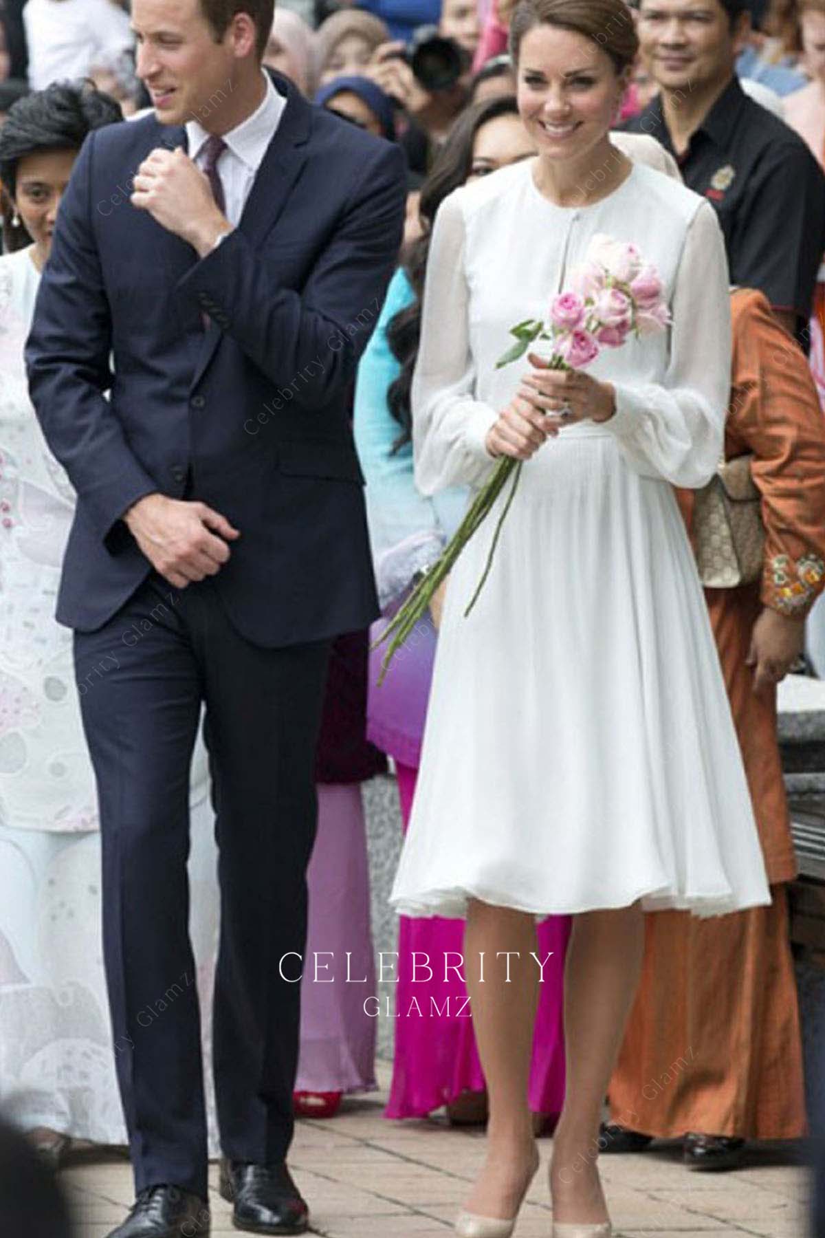 Kate chiffon a line dress visiting Malaysian 2012