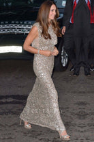 Kate glitter boat neck evening dress first baby born appearance 2013