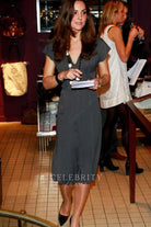 Kate Middleton grey tea length formal dress book launch party 2007