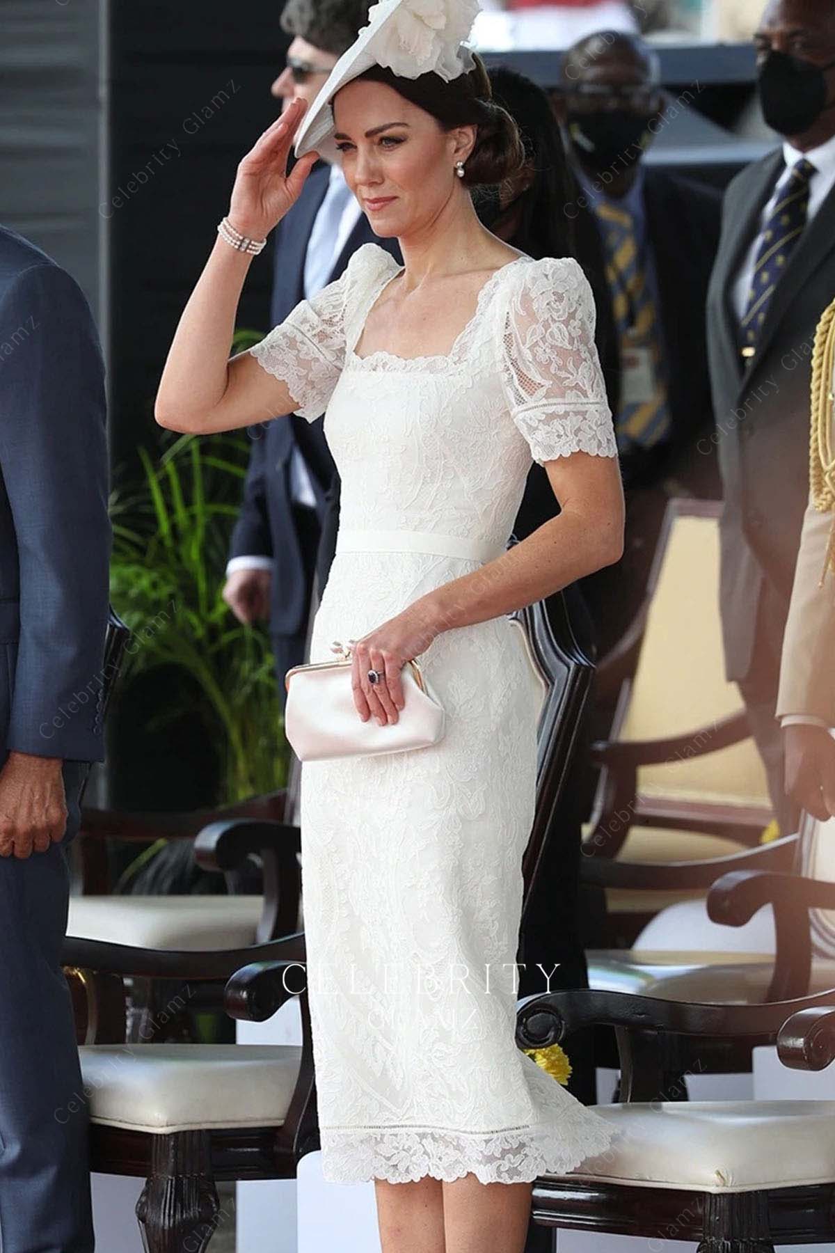 Kate lace short sleeves dress Jamaica royal jubilee tour 2022