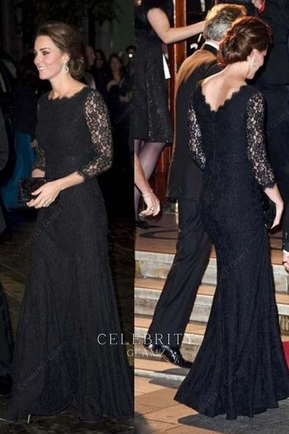 Kate lace v back dress royal variety performance 2014