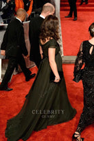 Kate Middleton army green a line pregnancy celebs dress