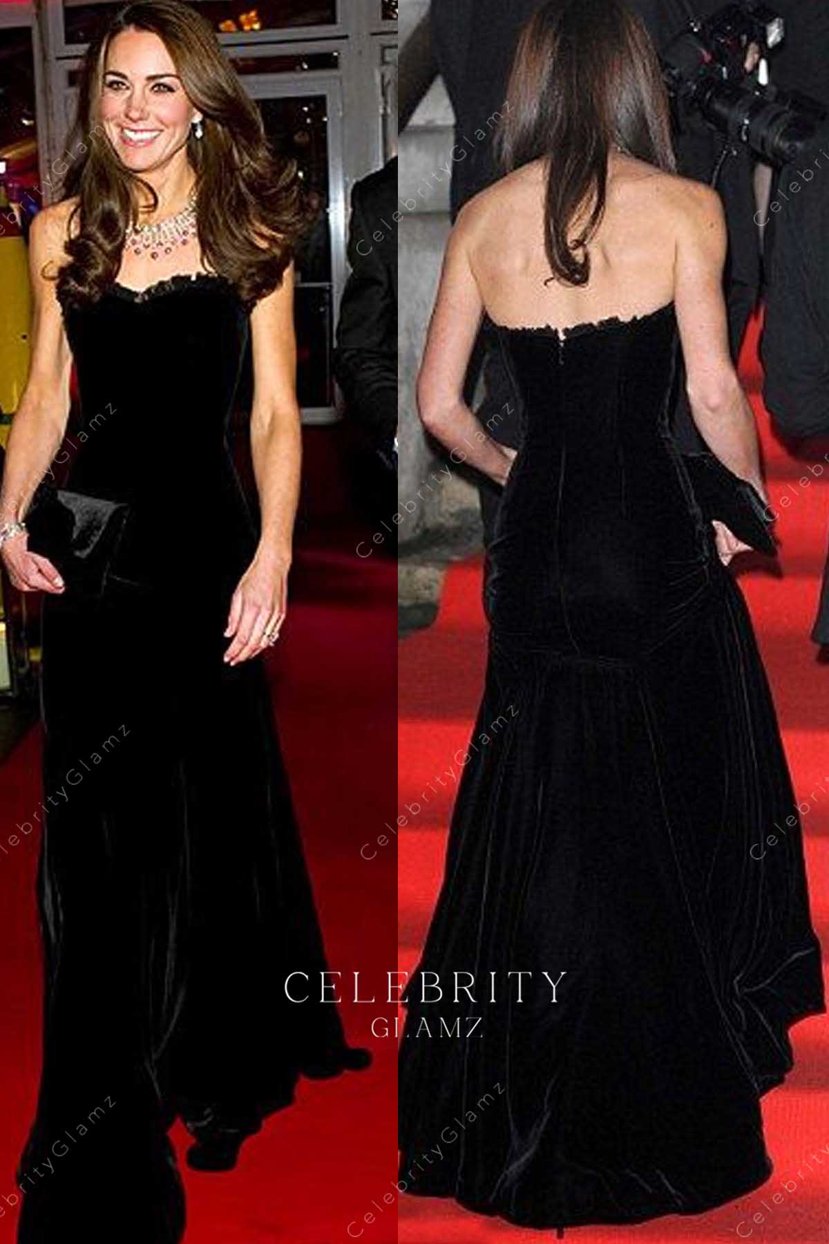Kate Middleton black mermaid elegant red carpet dress