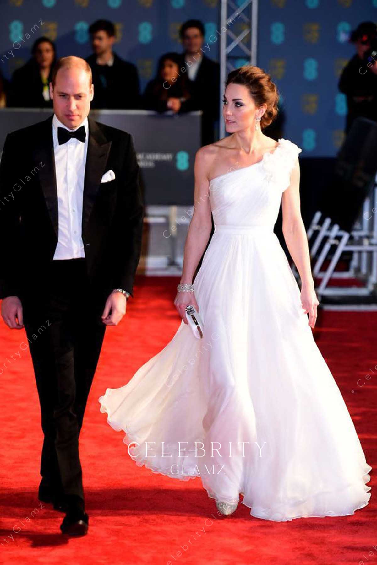 Kate Middleton chiffon formal dress baftas 2019