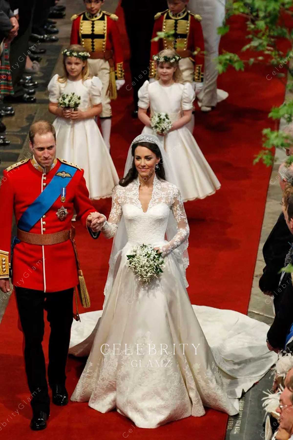 Kate Middleton Delicate Lace Chapel Train Royal Wedding Dress Celebrity Glamz Kate Middleton Delicate Lace Chapel Train Royal Wedding Dress Celebrity Glamz