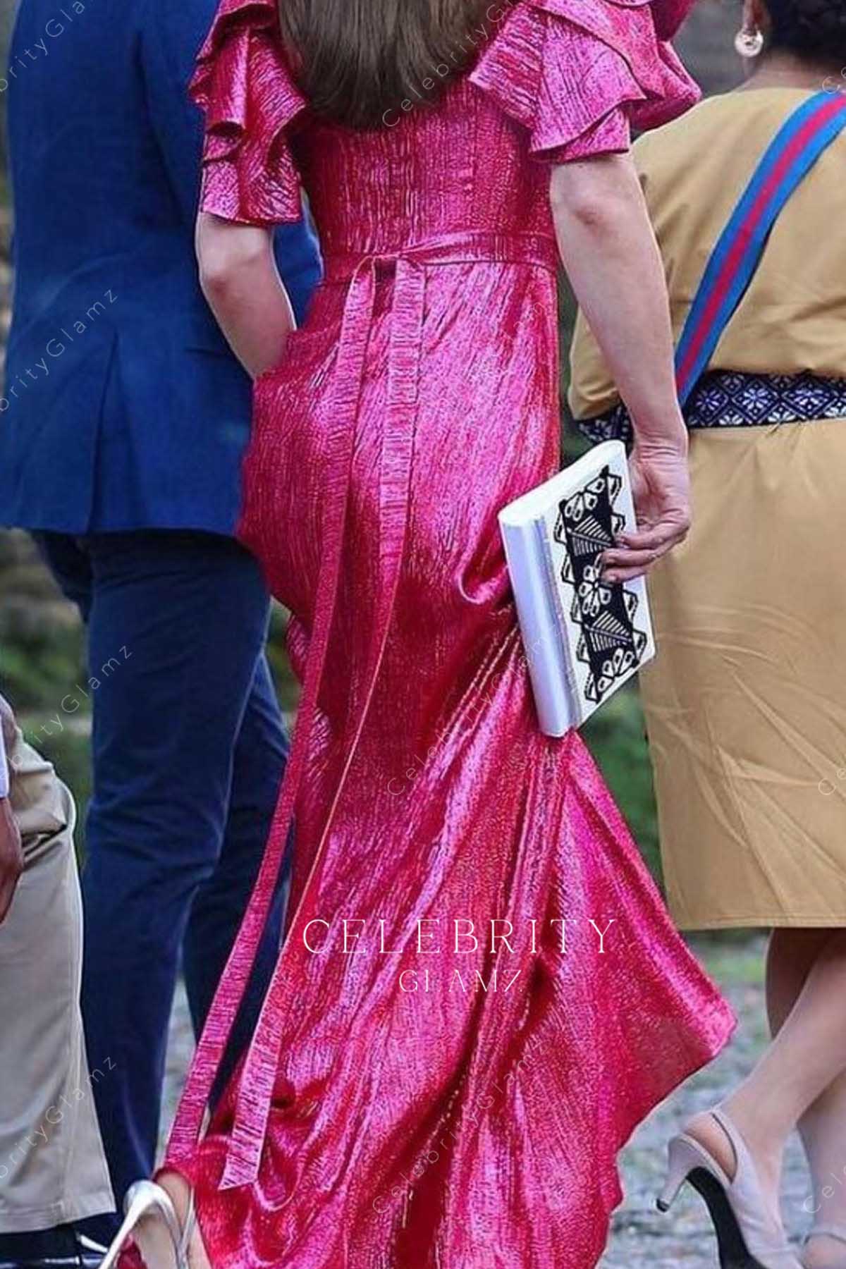 Kate Middleton pink sequin long evening celebrity dress