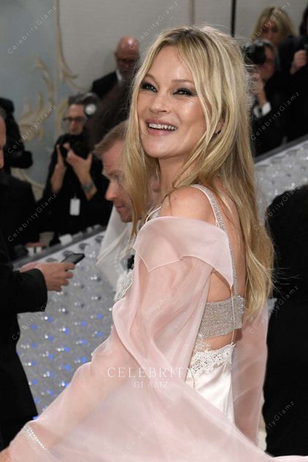 Kate Moss 2023 met gala illusion sleeves dress
