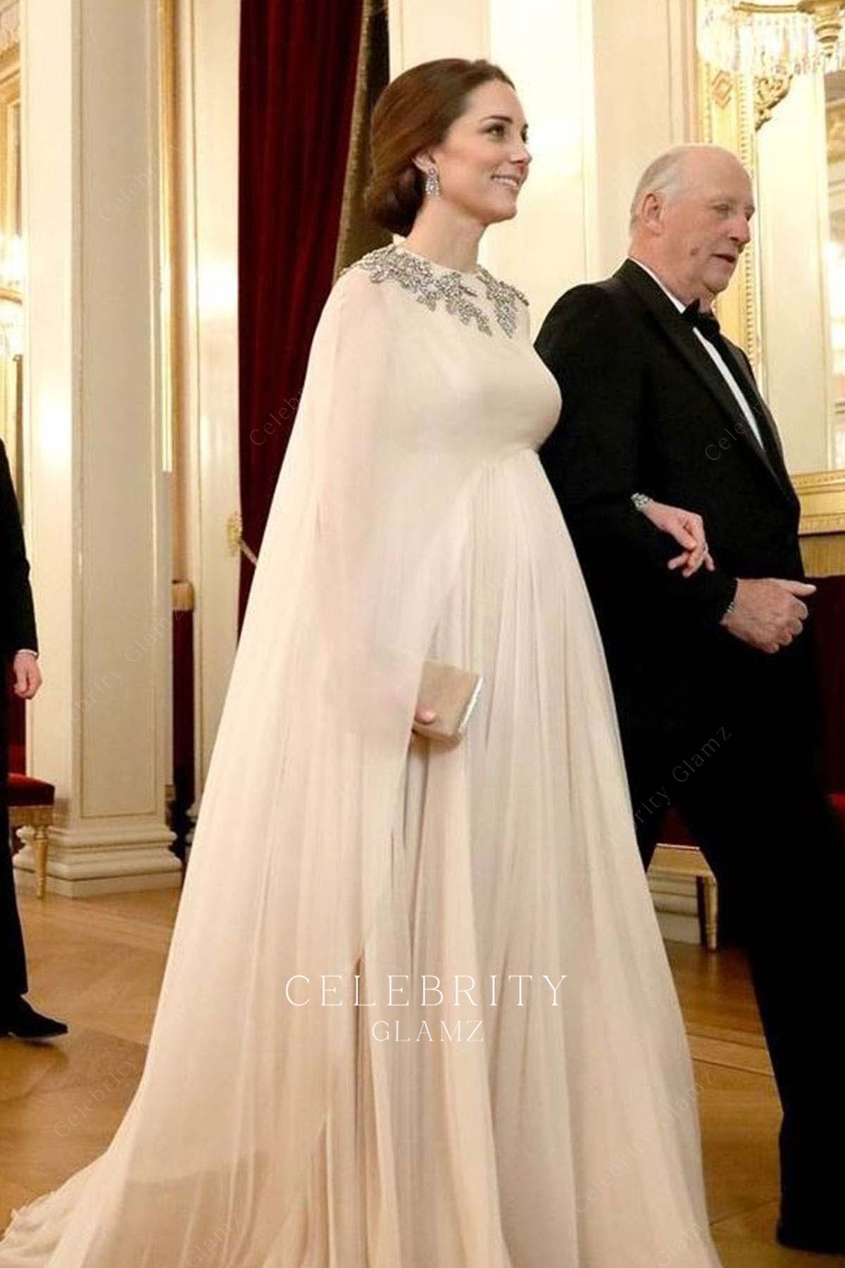 Kate pink a line formal dress Norway visit 2018