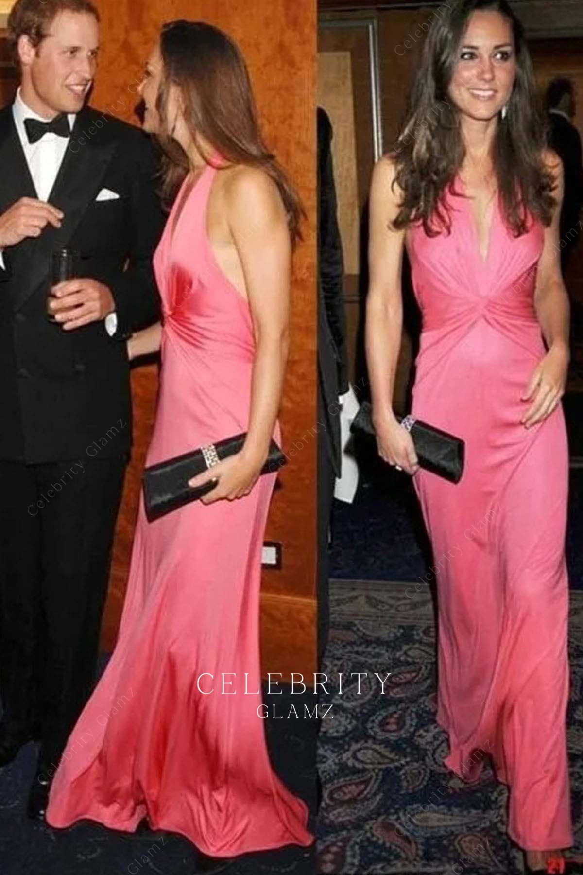 Kate pink halter formal dress charity ball 2008