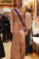 Kate rose gold fit flare diplomatic reception formal dress