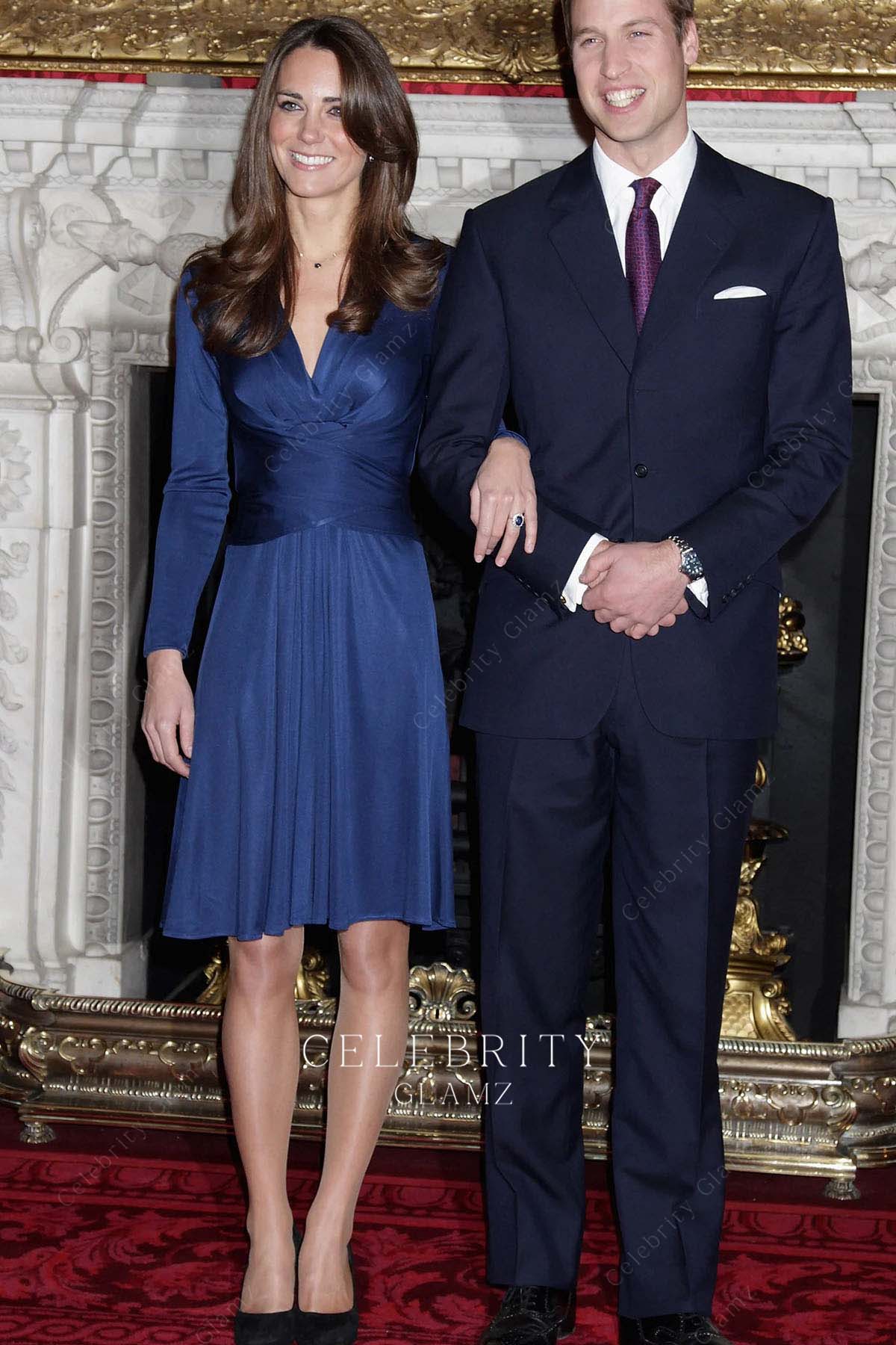 Kate royal blue knee length formal dress engagement 2010