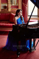 Kate royal blue pleated chiffon dress Windsor castle piano accompany 2023
