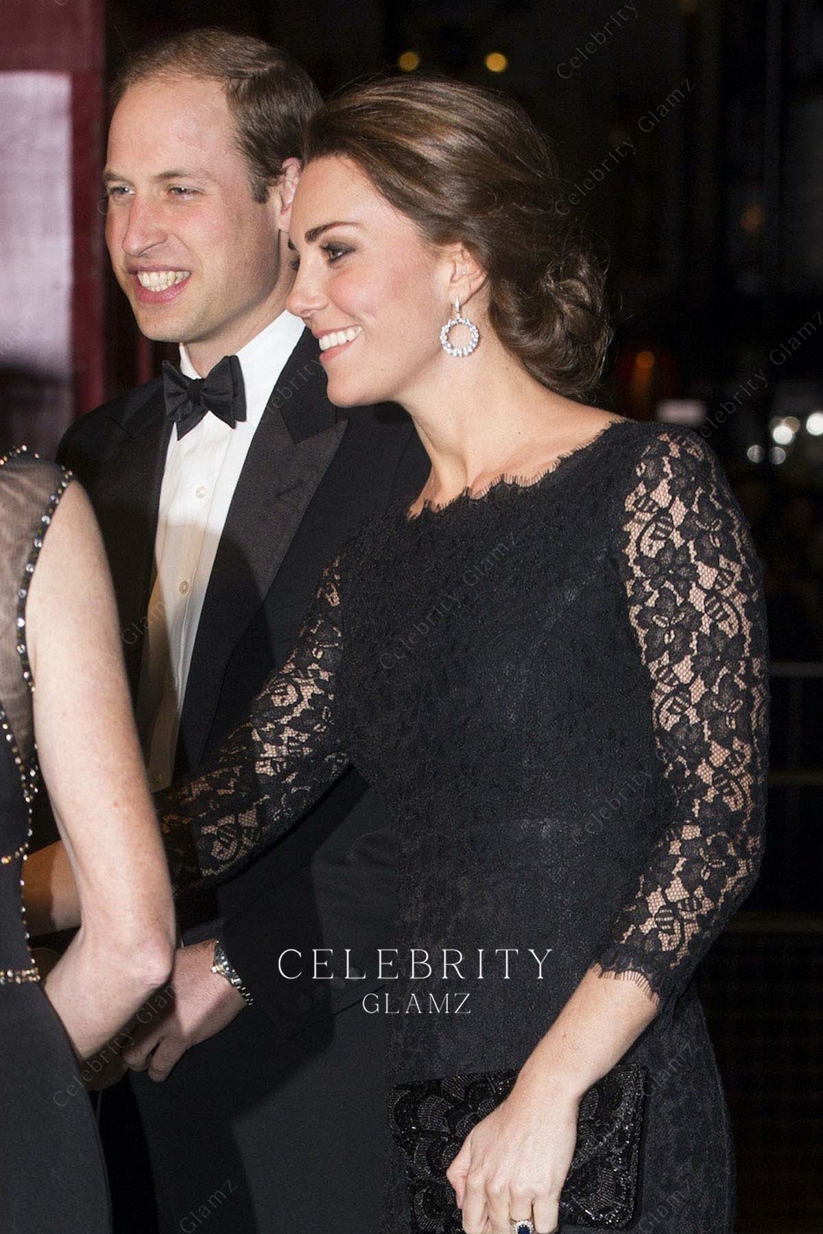 Kate sheer sleeve formal dress royal variety performance 2014