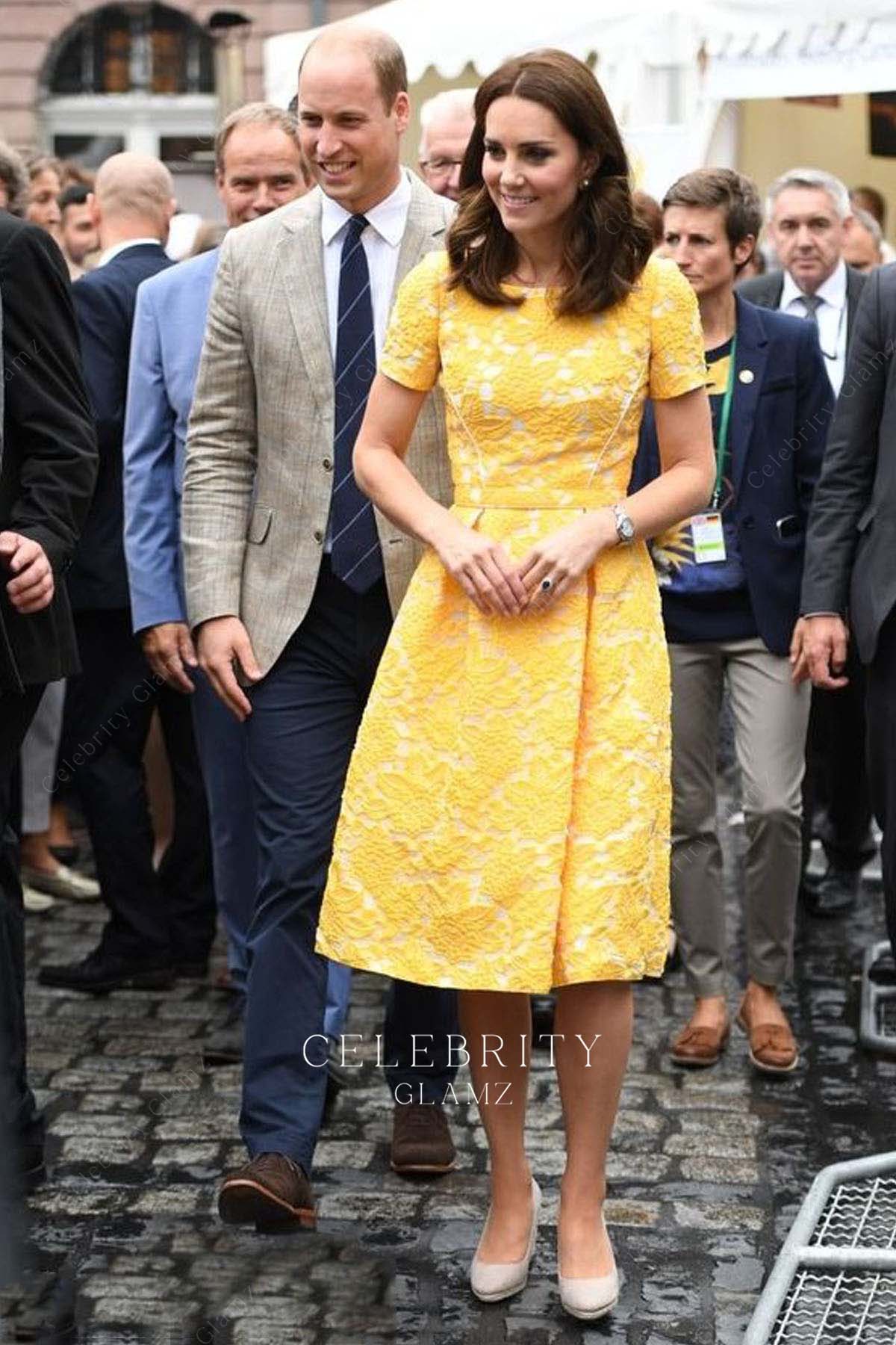 Kate short sleeves gown Paris Germany royal tour 2017  