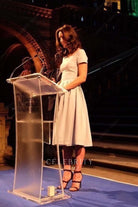 Kate white knee length dress natural history museum opening 2017