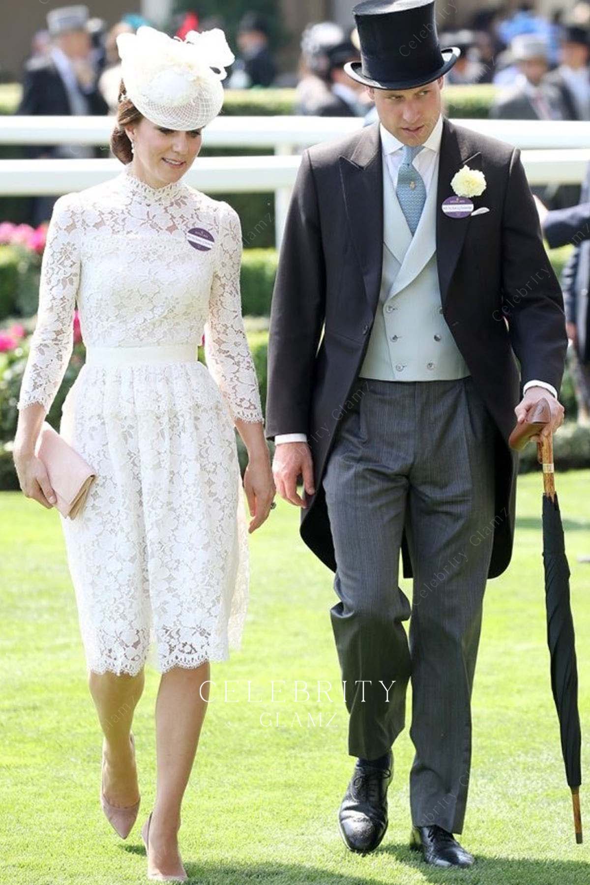 Kate white lace evening dress royal ascot 2017