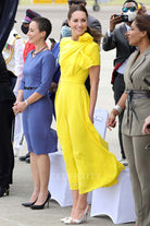 Kate yellow a line formal dress watching Wimbledon final