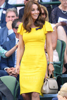 Kate yellow knee length formal dress Wimbledon men's final 2018