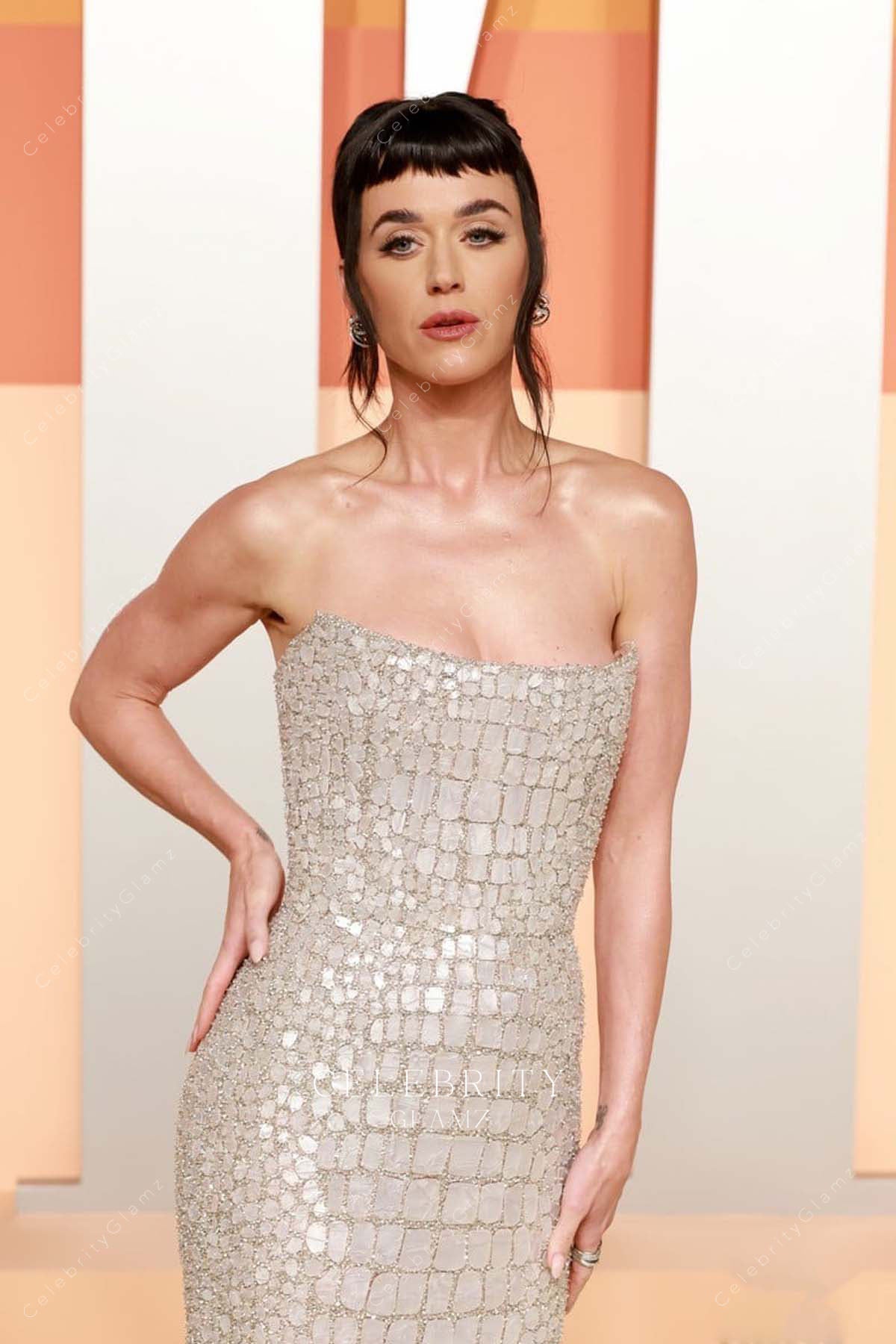 Katy Perry strapless 2025 Vanity fair party dress