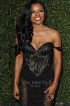Keesha Sharp black off shoulder formal dress NAACP image awards 2018