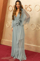 Keleigh Sperry ice blue chiffon 2025 Oscars red carpet prom dress