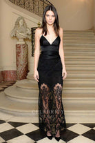 Kendall Jenner black v neck celebrity dress CFDA vogue party 2015