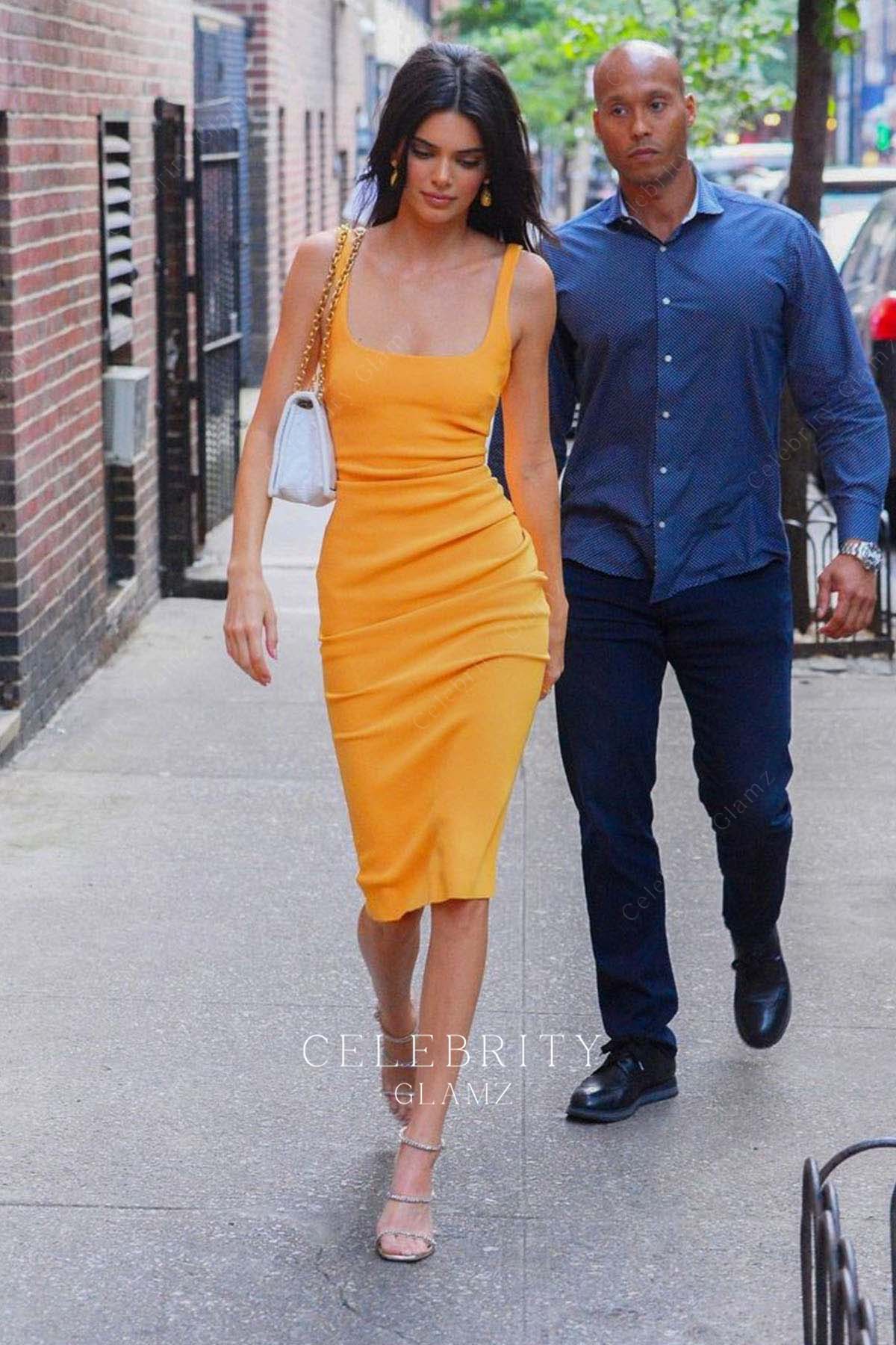 Kendall Jenner square neck dress manhattan's soho 2019