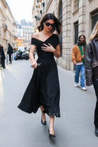 Kendall Jenner tea length dress 2024 sightseeing in Paris