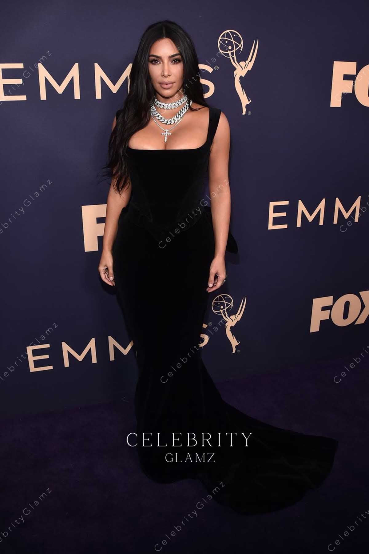 Kim Kardashian black mermaid formal dress 2019 Emmys