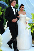 kim kardashian long train 1st wedding ballgown
