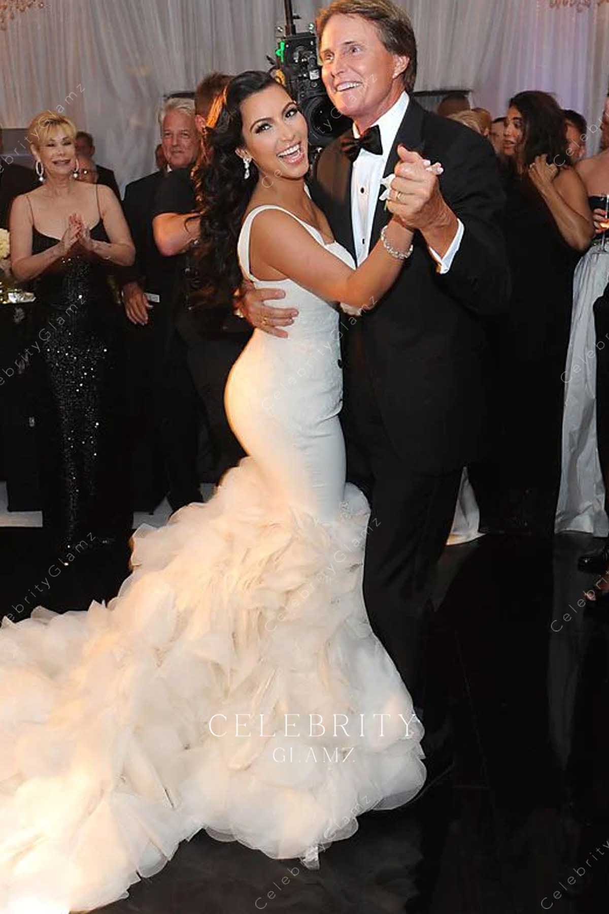 Kim Kardashian white long wedding dress 