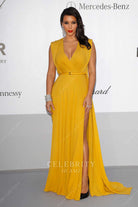 Kim Kardashian yellow chiffon dress 65th Cannes film festival 