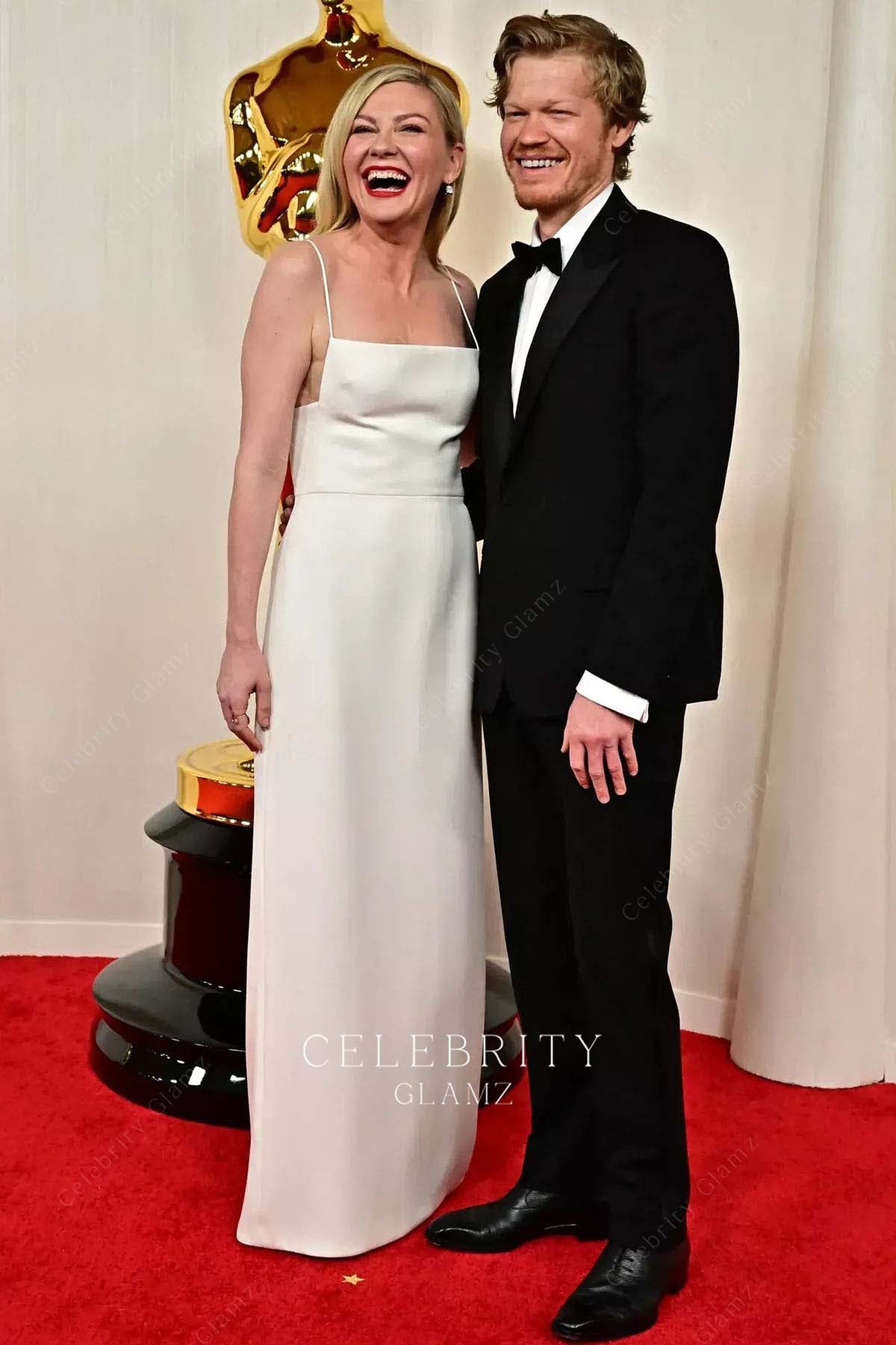 Kirsten Dunst square neck prom dress 2024 Oscars red carpet