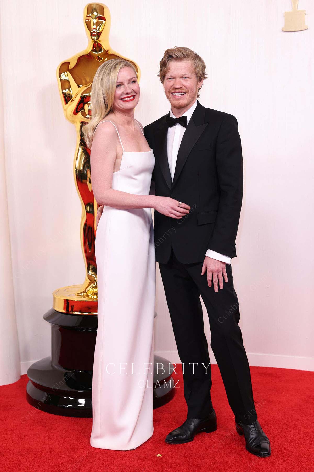 Kirsten Dunst thin straps prom dress 2024 Oscars red carpet