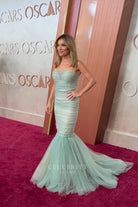 Kit Hoover sage tulle strapless dress 2025 Oscars red carpet 