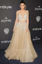 Kylie Jenner champagne glitter dress golden globes after party 2016
